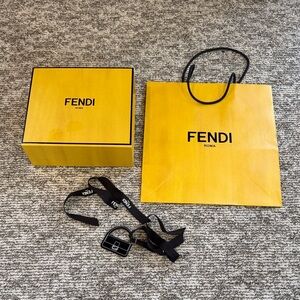 Fendi Yellow Box and Bag Set with Black Accessories